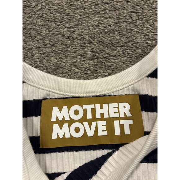 MOTHER The Chin Ups Midi Dress Size M Navy Blue White Stripe Ribbed Tank - Picture 4 of 7